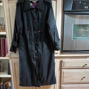 Vintage Pan Asia Women's Black Trench Coat sz 9/10